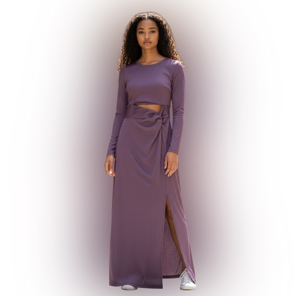Elegant Purple Long Sleeve Dress